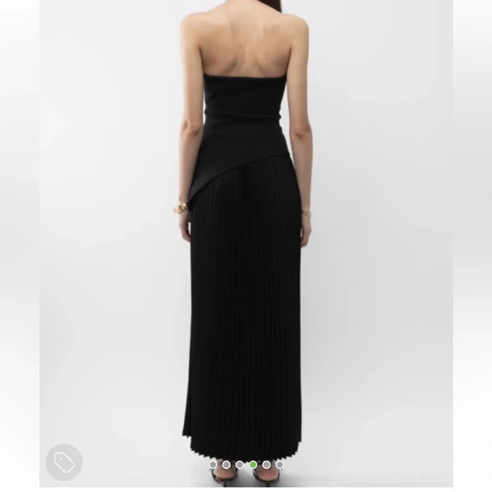 ARAKII Pleated Slit Dress Black Maxi Strapless Bandeau Dress - Picture 6 of 8